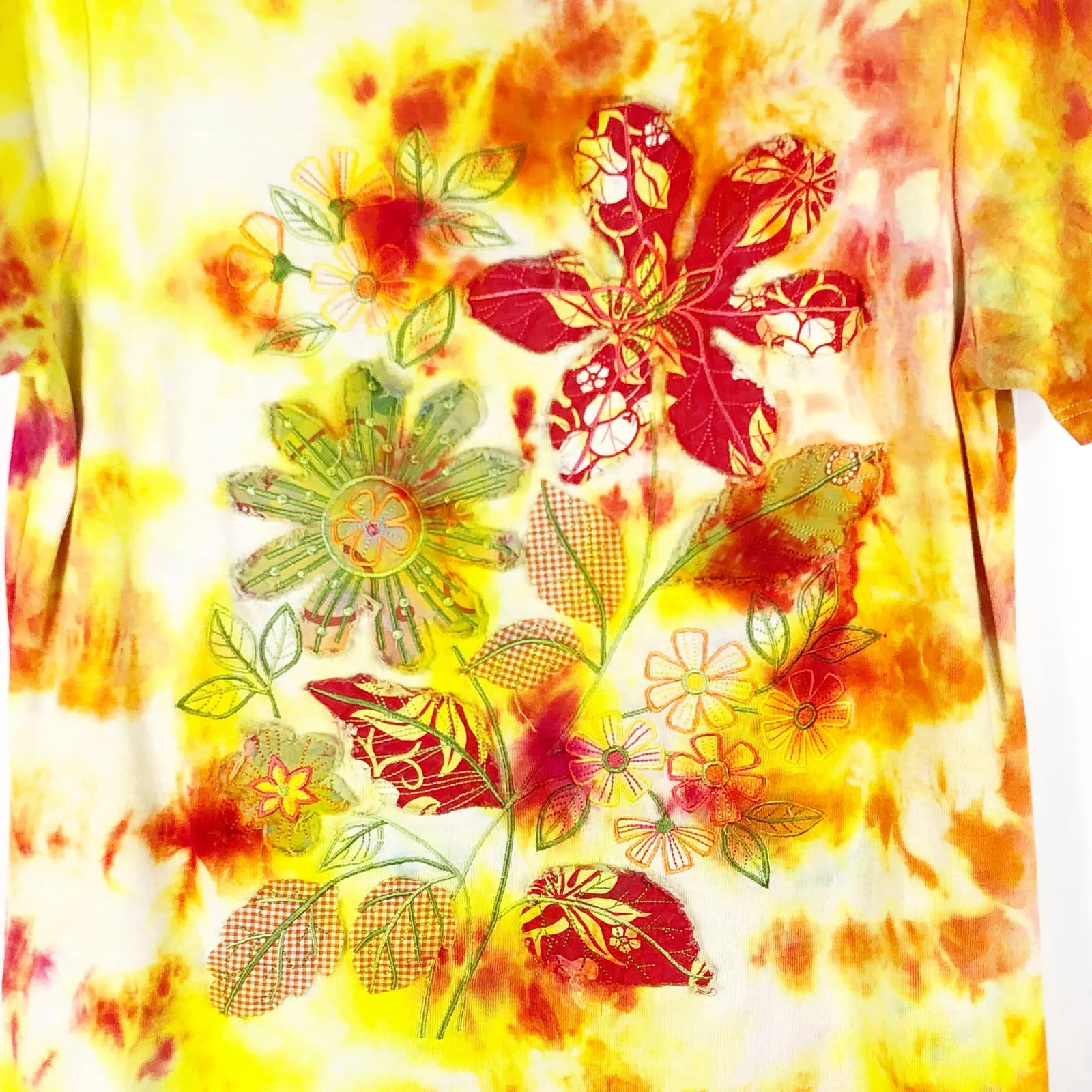 Marisa Christina Medium Top‎ Handmade Tie Dye Flower Garden Orange Yellow 1056 - Image 3