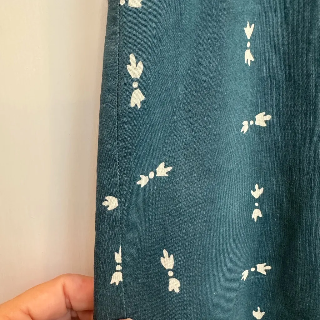 Carol Anderson Linen Sleeveless Dark Teal & Cream Maxi Dress Women’s Size 6 Blue - Image 7