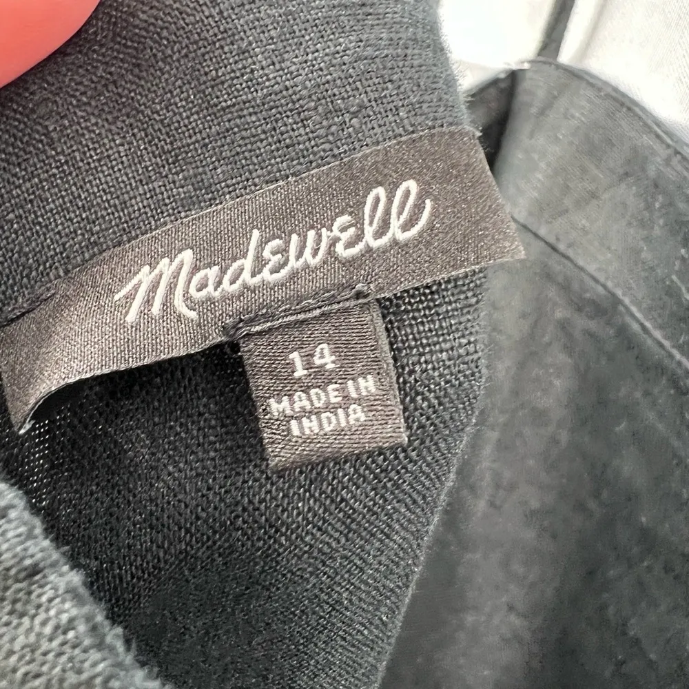 Madewell Goldie Mini Dress Black in 100% Linen Minimalist Summer Size 14 - Image 7