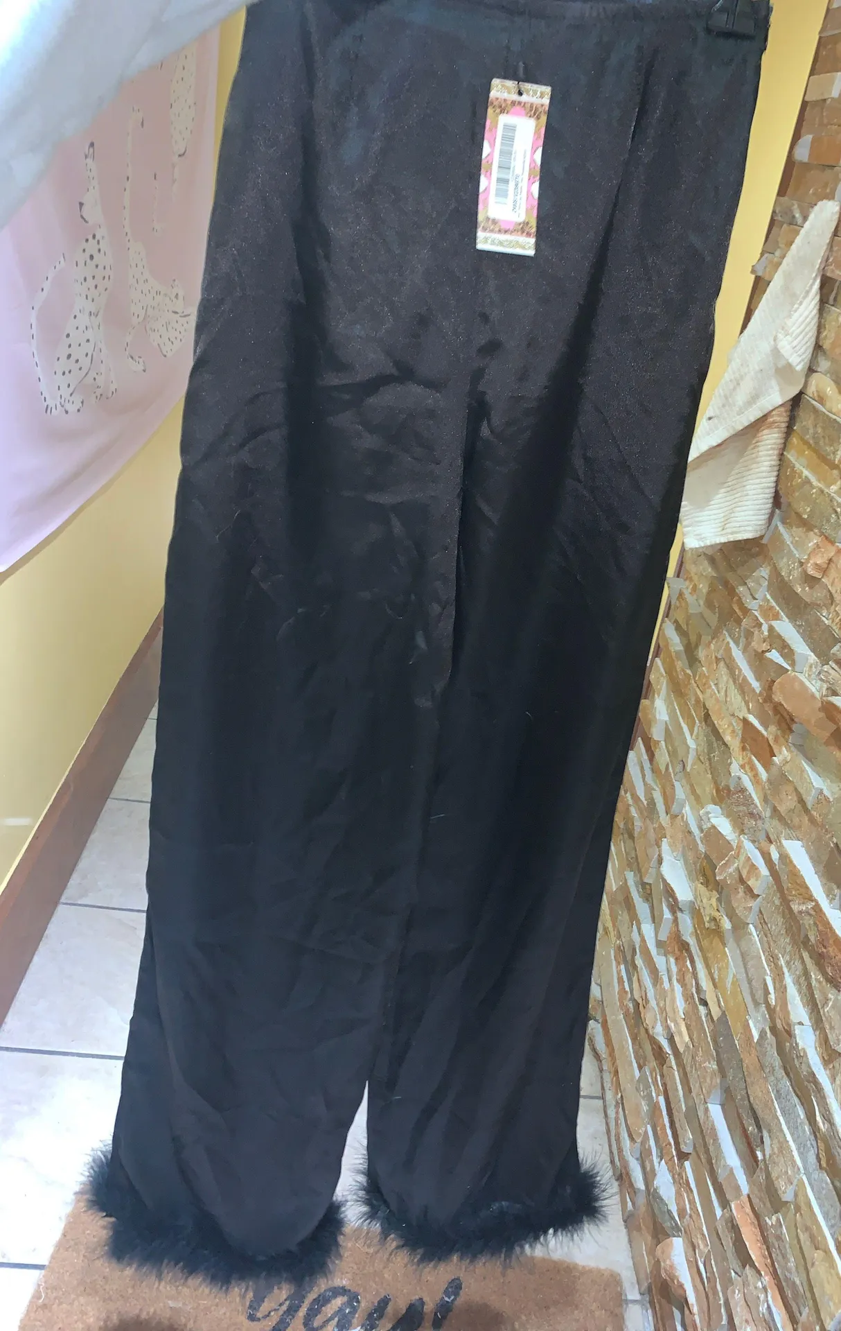 Boohoo Black Silk Feather Pants - Image 6