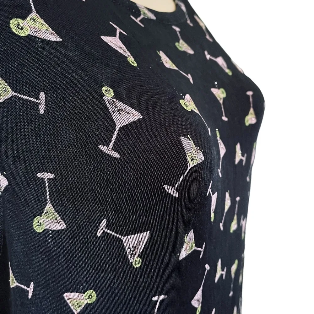 Ronni Nicole  by Ouida Black Sparkle Glitter Martini Cocktail Party Dance Dress - Image 2