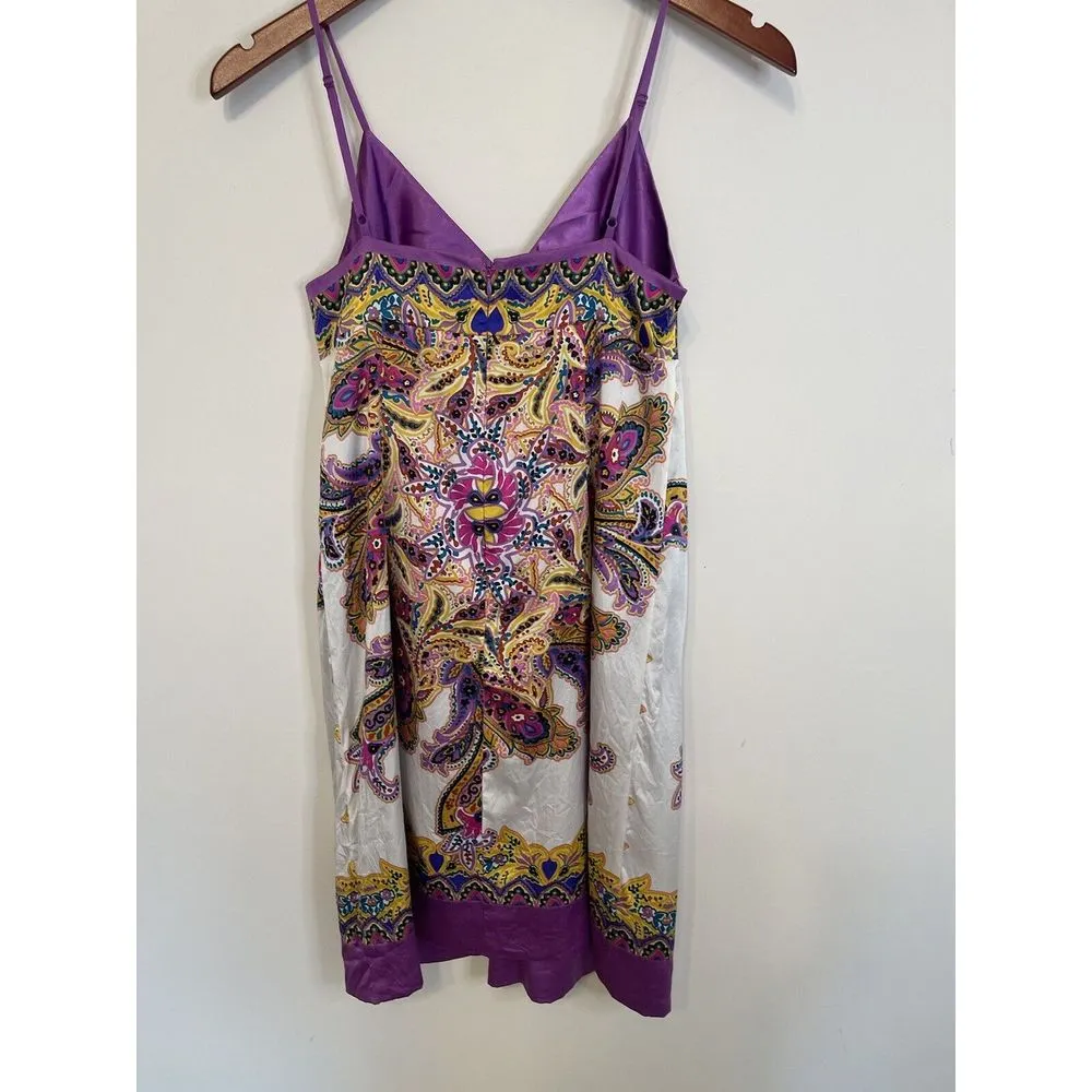Eci New York Dress‎ size 2 Silky Slip Babydoll Purple Paisley Boho - Image 3
