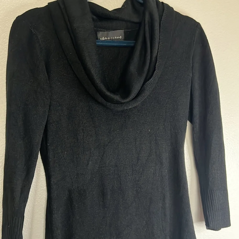 EUC Connected Apparel Black Cowl Neck Long Sleeve Sweater Dress sz M - Image 2