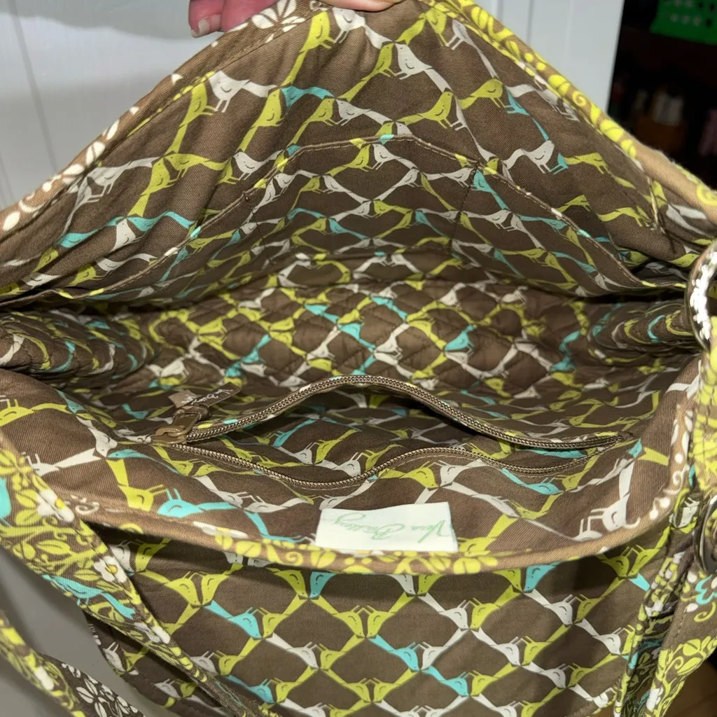 Vera Bradley Saddle Up Crossbody Bag Sittin’ In A Tree Blue Birds Brown Green - Image 6
