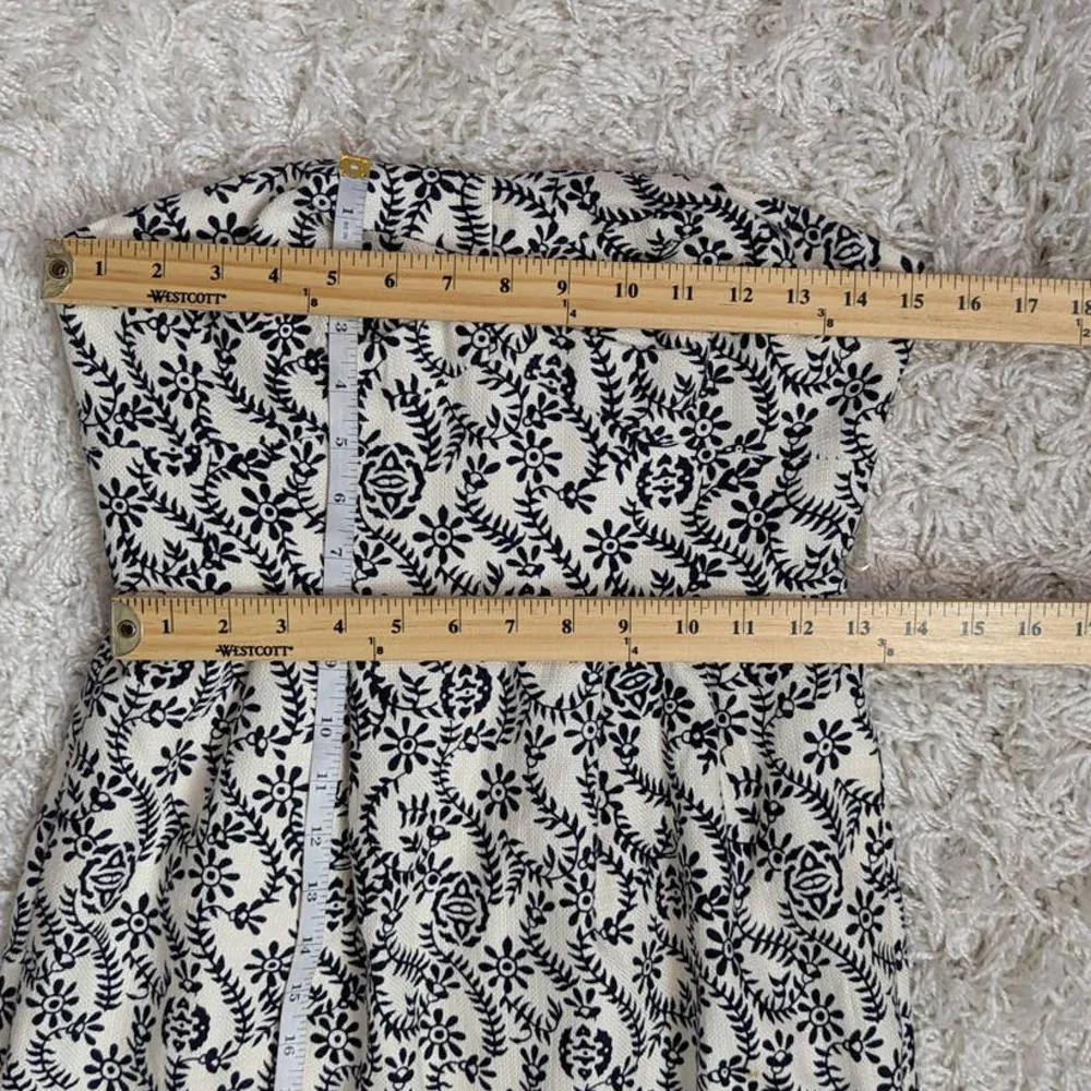 J. Crew Strapless Floral Print Mini Dress Cream and Blue Size 2 - Image 8