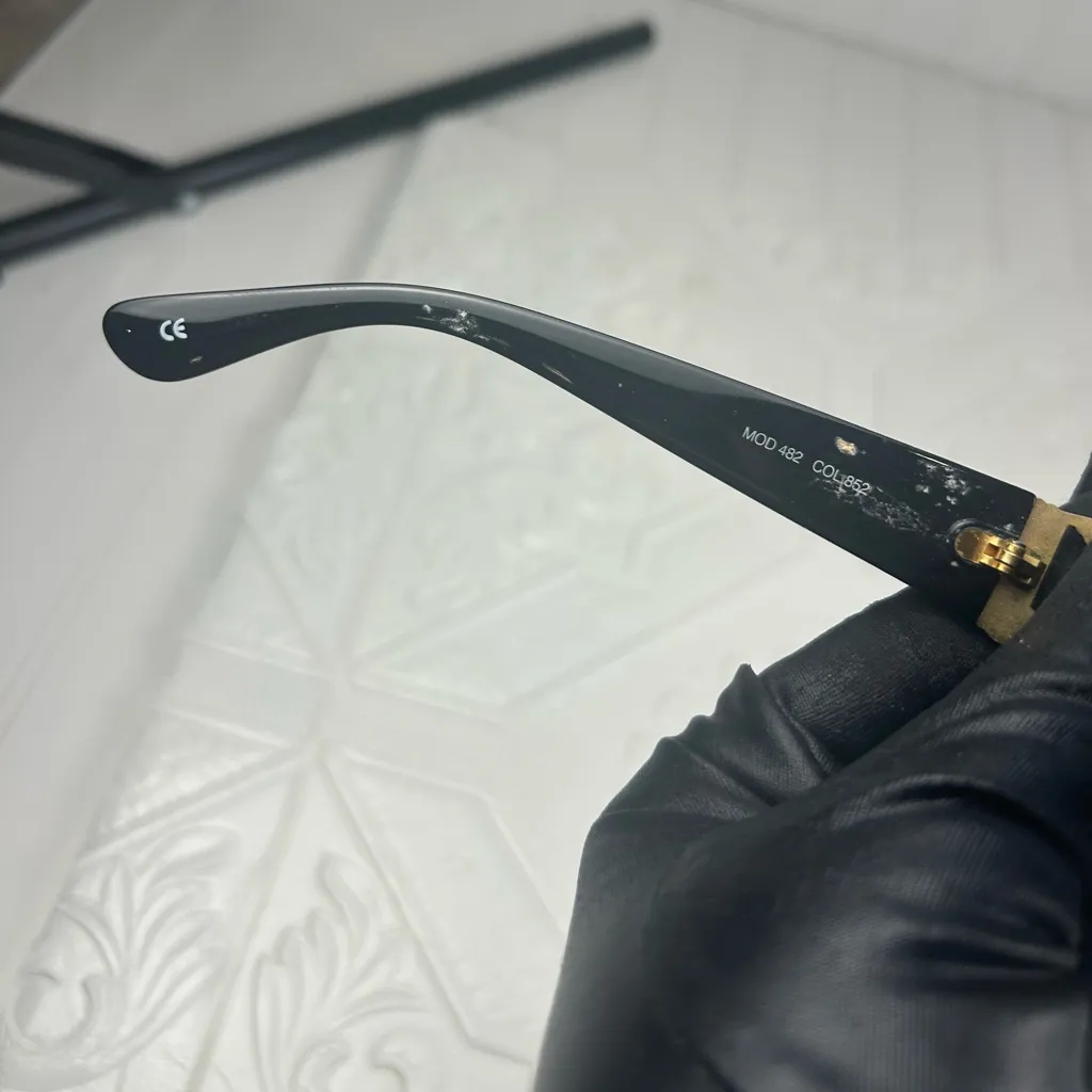 Gianni Versace Black Rectangle Sunglasses with Gold Medusa Detail - Image 8