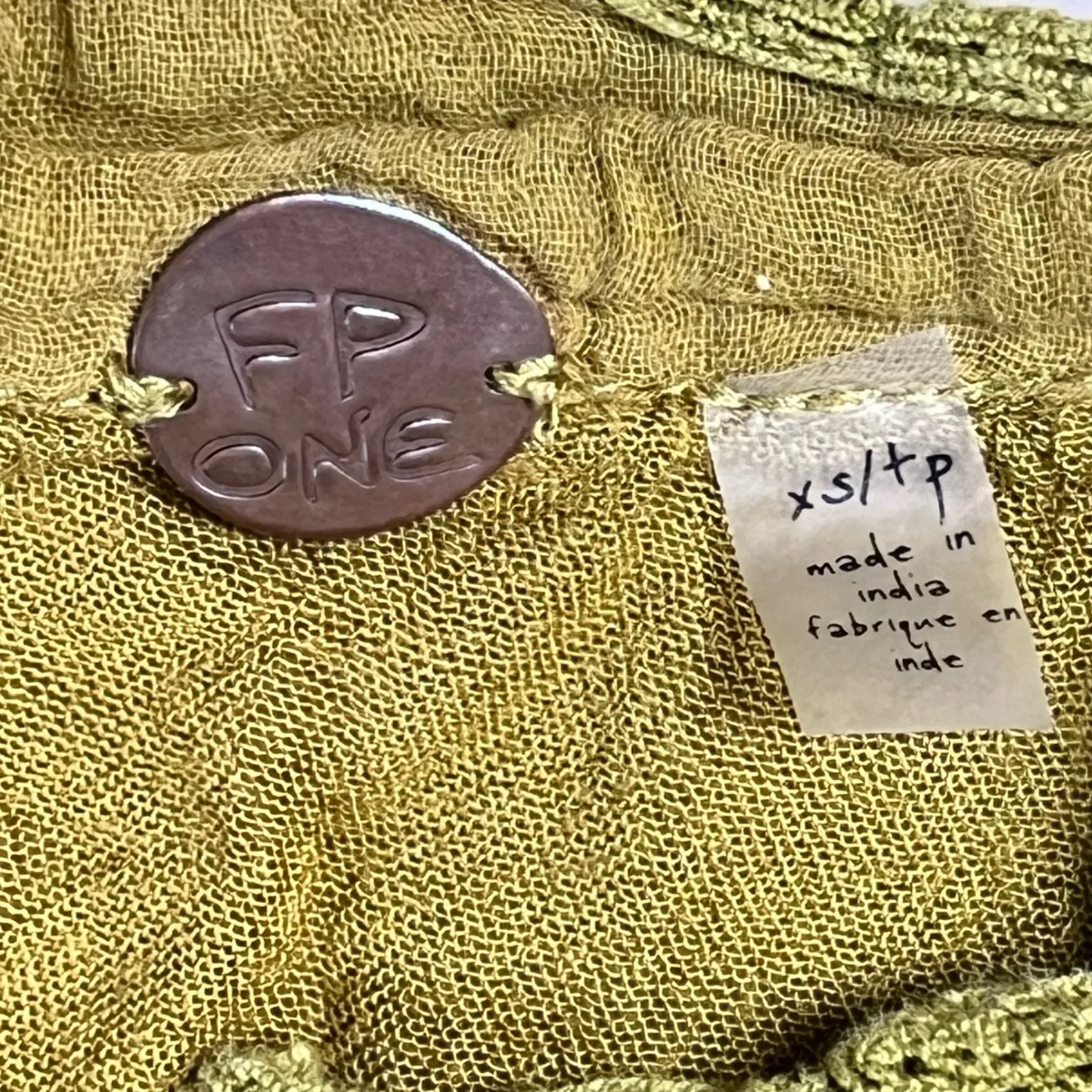 Free People One Mustard Yellow Ruffle Tiered Mini Dress XS Boho Festival - Image 4