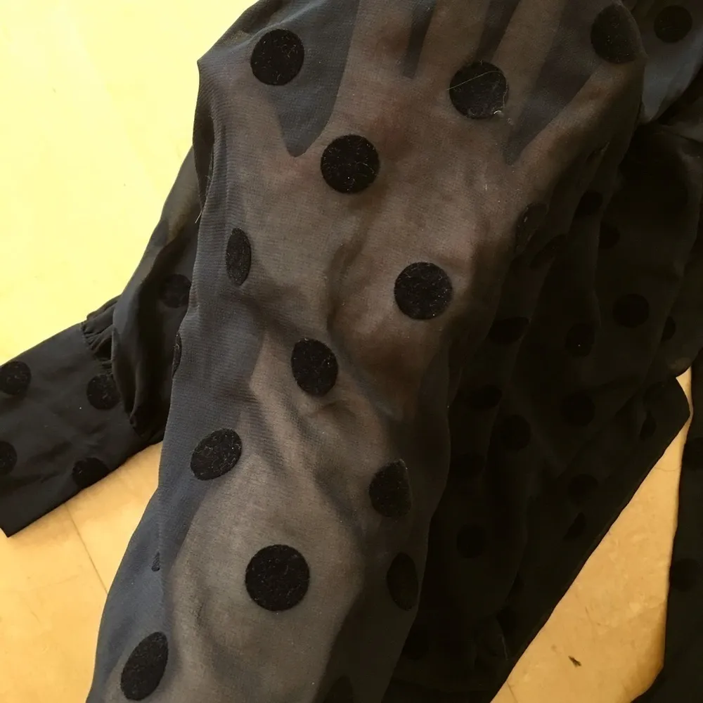 Forever 21 Semi-Sheer High-Neck Blouse, Polka Dots, Black, Size XS - Image 3