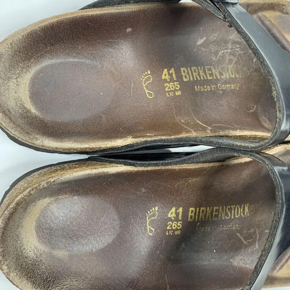 Birkenstock Size 41 10 Gizeh Sandals Birko Flor Patent Shoes Flip Flops T Straps - Image 6