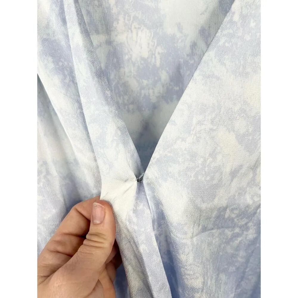 Open Edit Nordstrom Blue Print V-Neck Short Sleeve Bodysuit Sz Small - Image 2