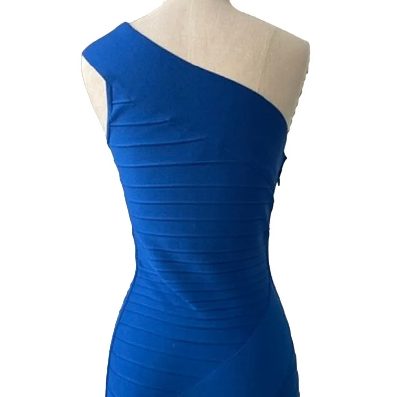 Dress the Population Bandage Blue One Shoulder Fitted Dress Small - Image 8