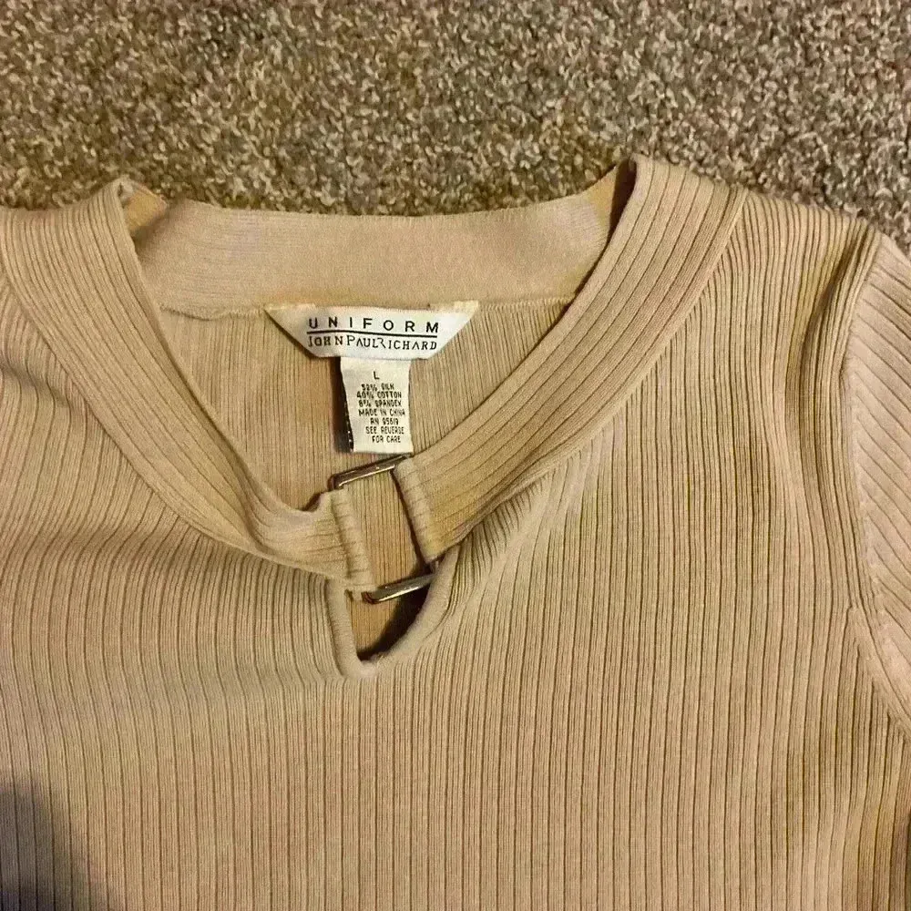 Uniform John Paul Richard tan silk blend sweater - Image 3