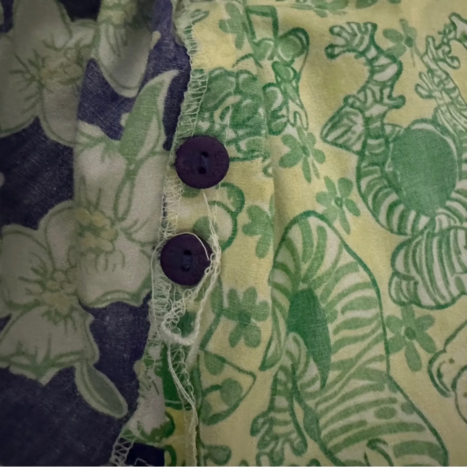 White Label Lilly Pulitzer Blue & Green Patchwork Button Front Shirt Dress Sz M‎ - Image 10