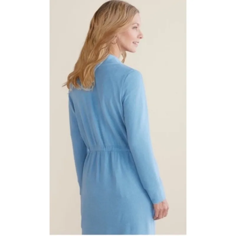 Soft Surroundings Blue Eleve Soft Cozy Long Line Zip Up Cardigan Dress Size M - Image 3