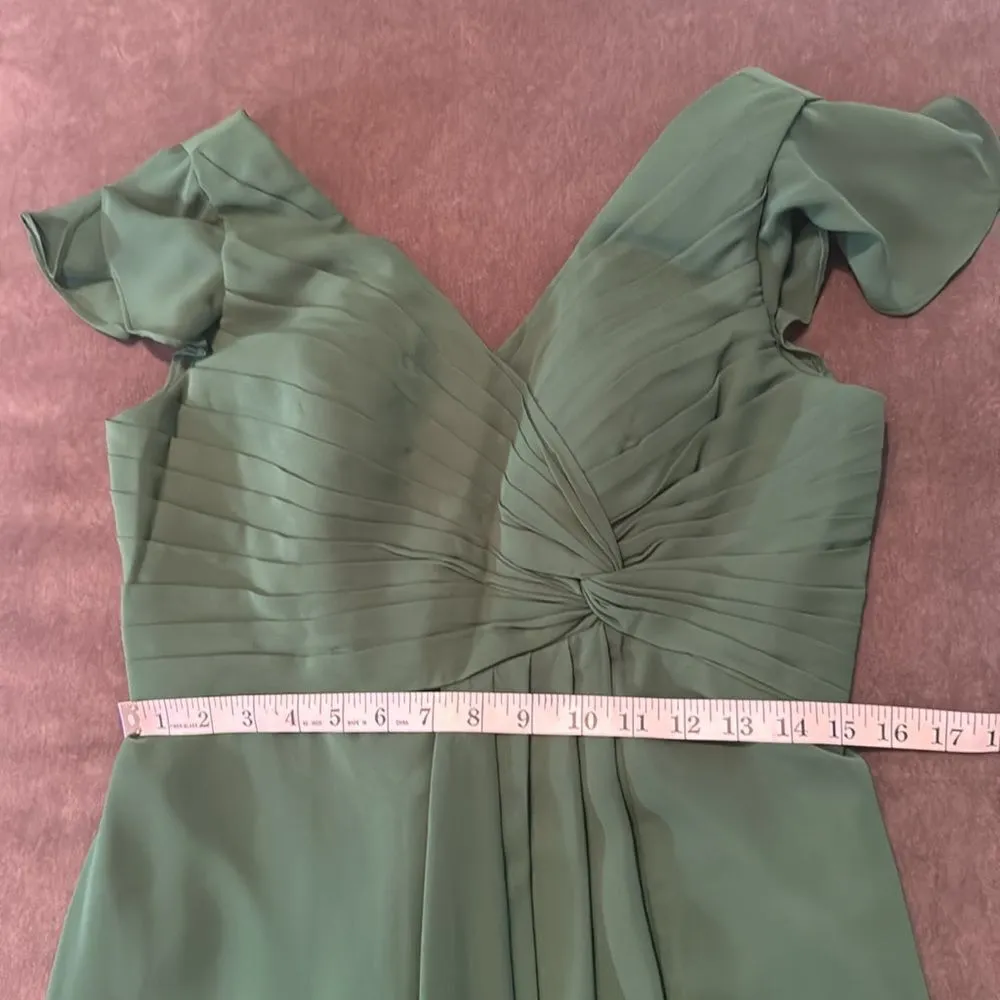 Women’s Green Full Length Chiffon V - Image 9