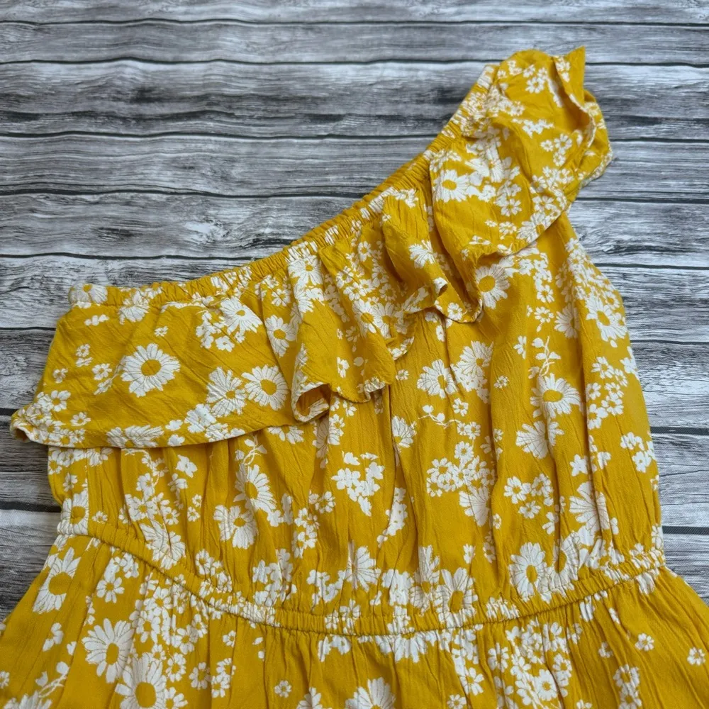 Old Navy Women's One Shoulder Floral Dress S SM Small ST TALL Yellow White Loose - Image 3