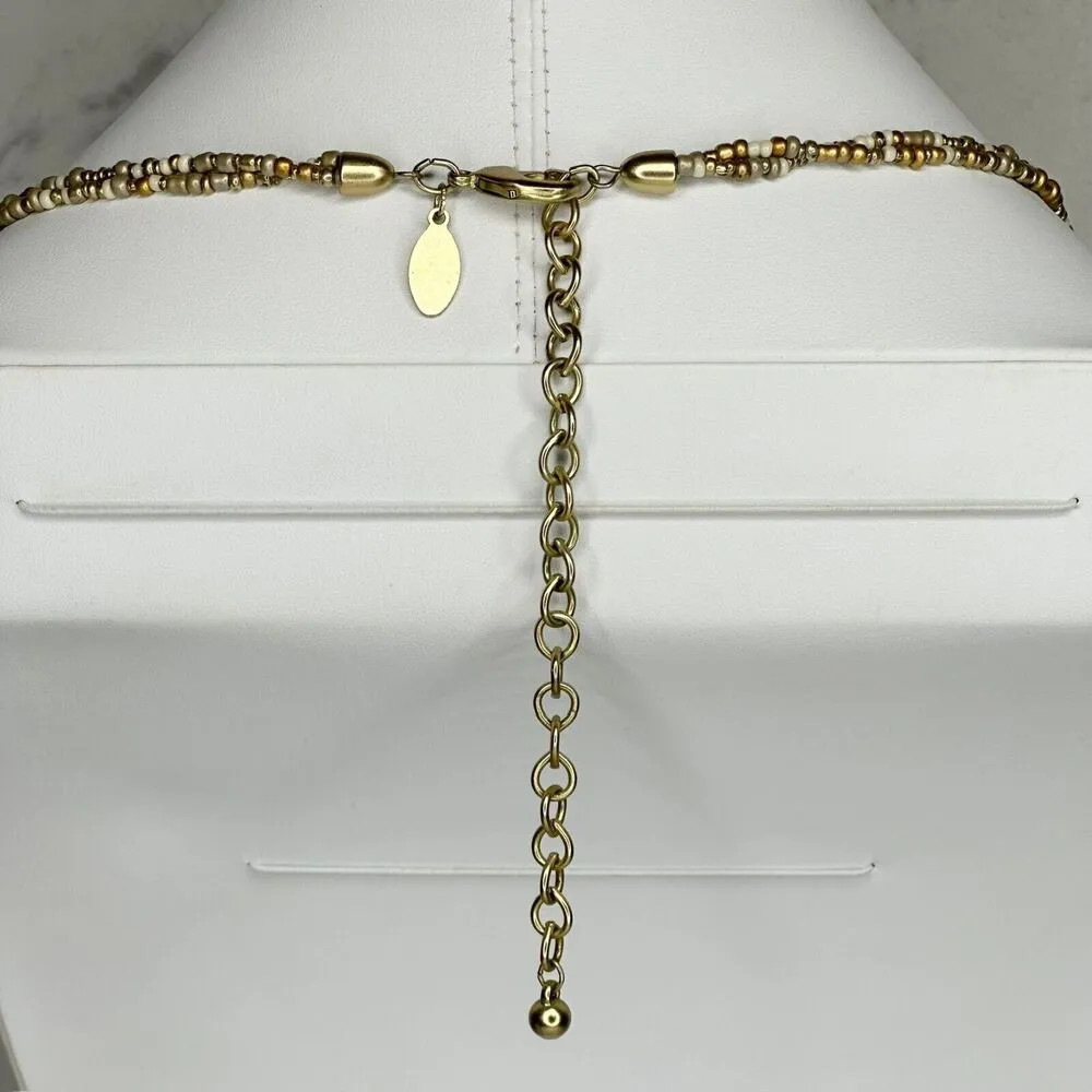 Chico's Colorful Faux Turquoise Beaded Gold Tone Necklace and Earrings - Image 8