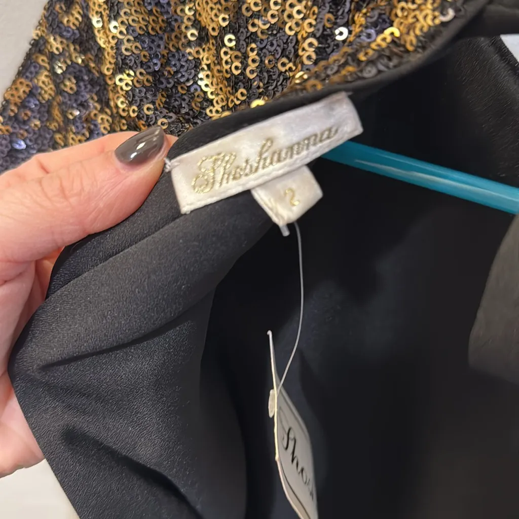 NWT Shoshanna Zena Black and Gold Sequin Romper - Image 7