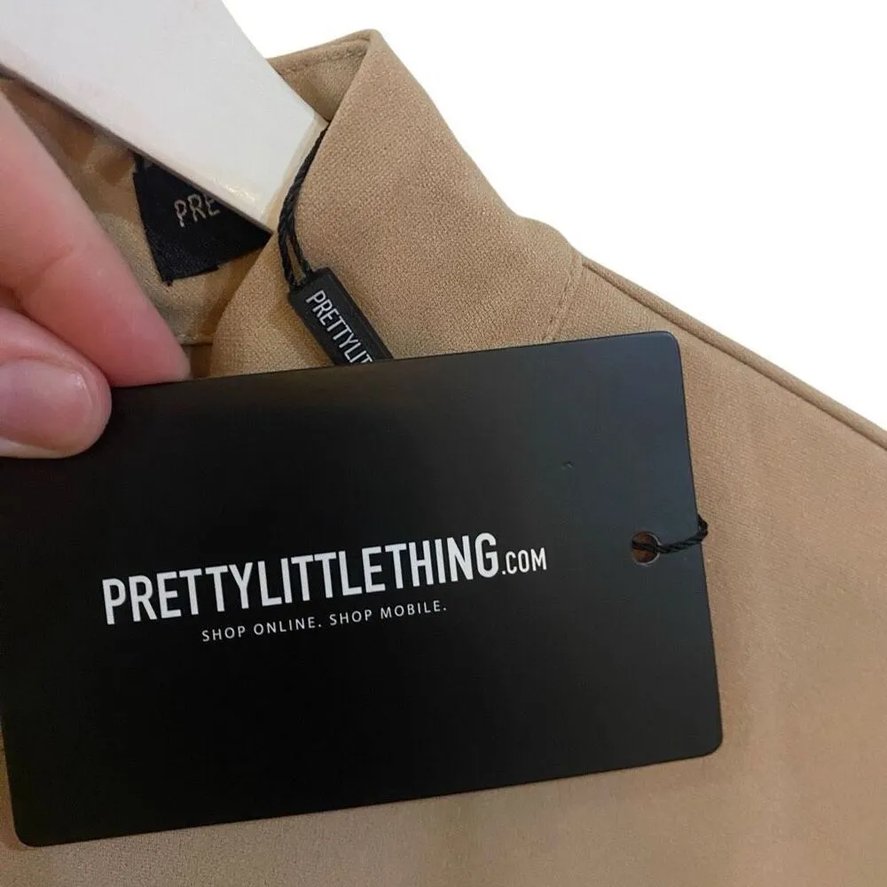 Pretty Little Thing  NWT tan size 14 dress one sleeve cut outs - Image 9