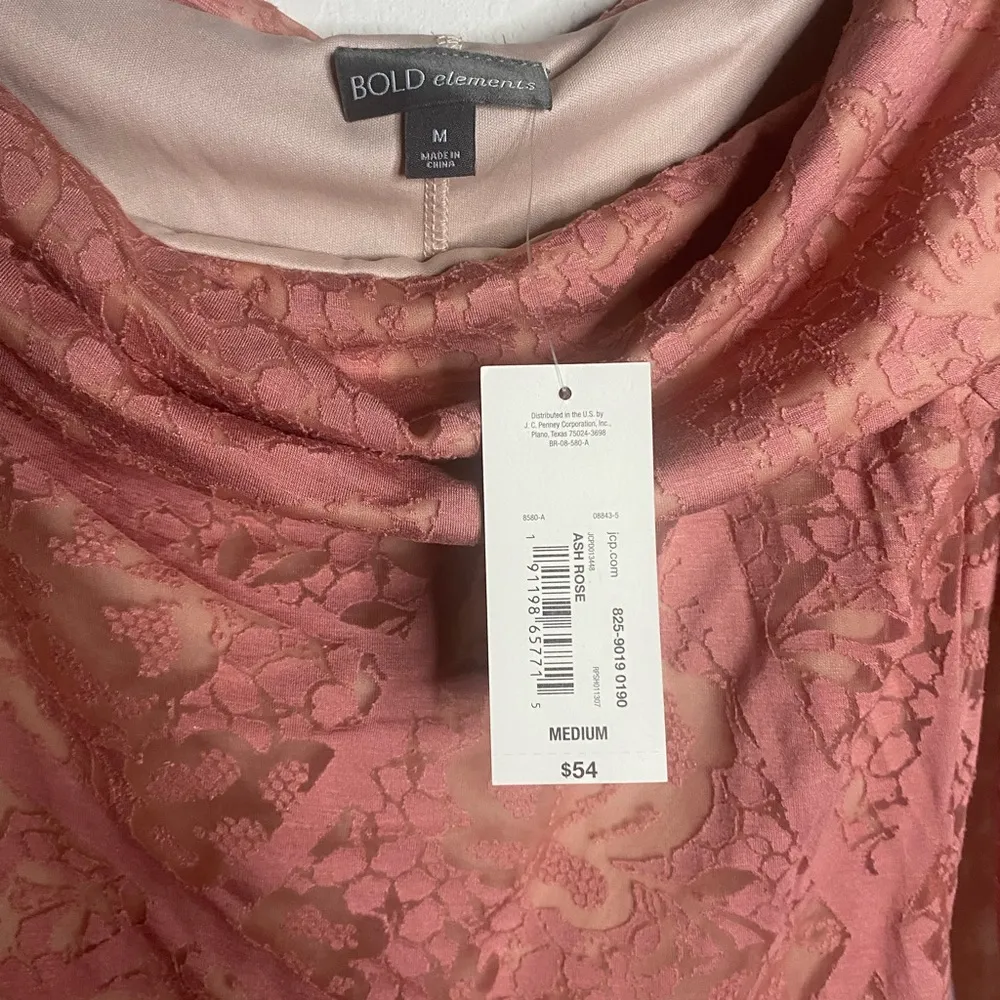 Bold Elements NWT Women Off the shoulder Rose Lace overlay knee length dress M - Image 4