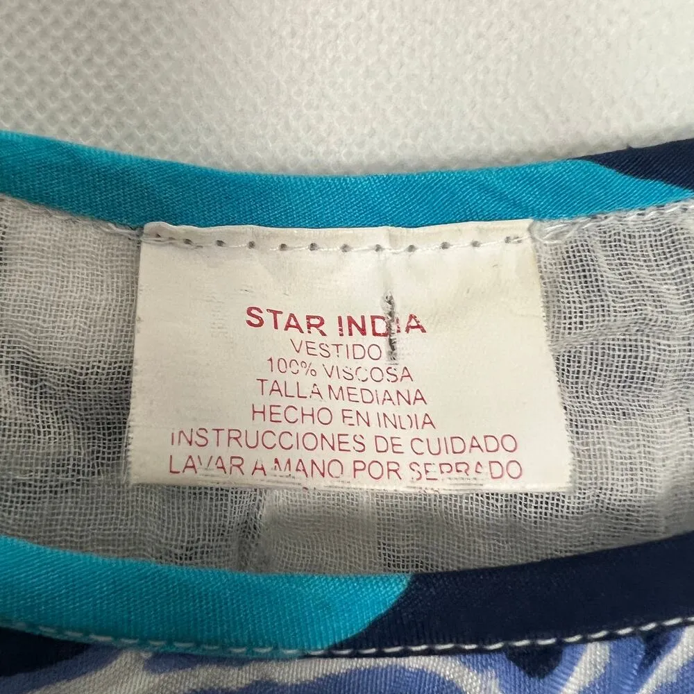 Star India Womens Nautical Shift Dress Medium Novelty Coastal Beachy Festival Blue - Image 3