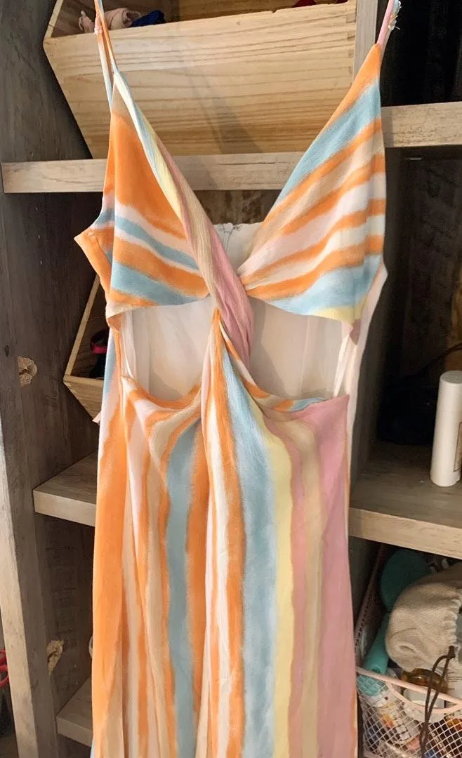 Watercolored Striped Midi/Maxi Dress Multiple - Image 5