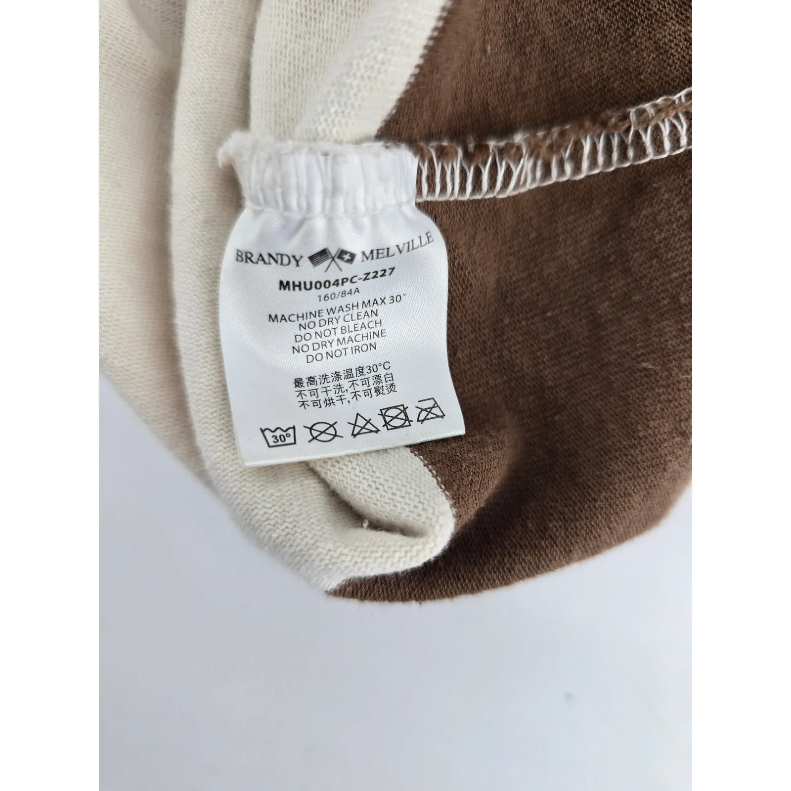 Brandy Melville Brown Cream Stripe Cropped Rugby Polo Shirt Long Sleeve - Image 4