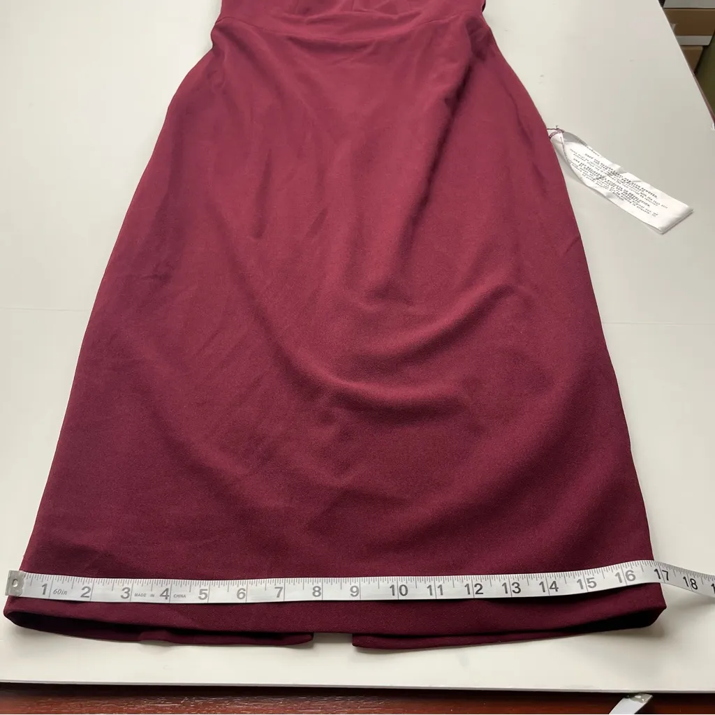 Dress the‎ Population Vanessa Burgundy Womens Size Medium Halter Midi Dress NEW - Image 12