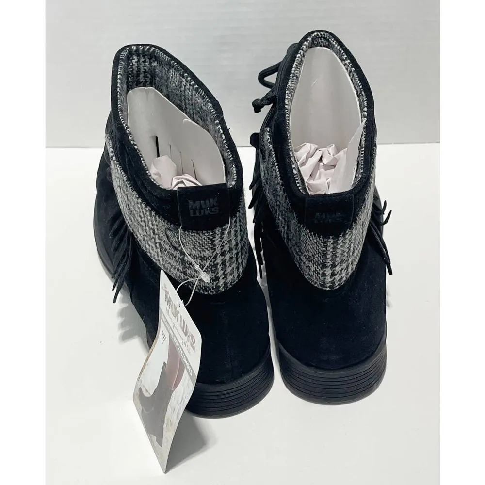 Muk Luks Lynsey Water Resistant Winter Boots Wool Glenn Plaid Detail Black 11 Black - Image 5