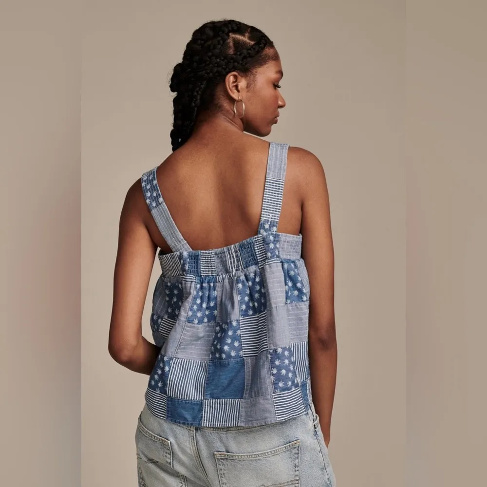 NWT Lucky Brand Highest Quality Patchwork Cannabis Leaf Denim Tank Top - Image 11