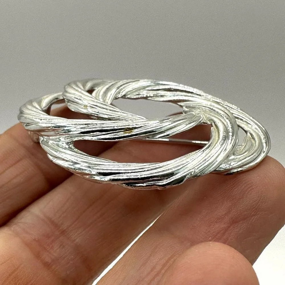 Vintage silver tone twisted knot Brooch - Image 7