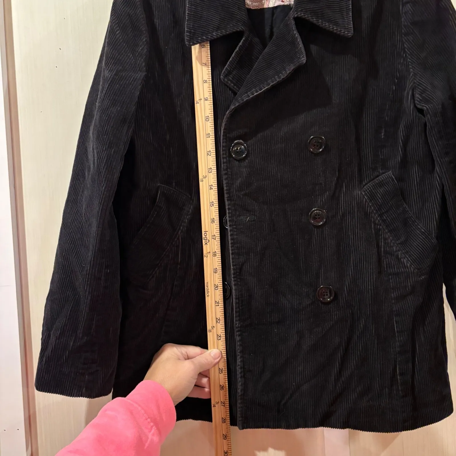 IZOD Black Corduroy Double Breasted Blazer Jacket Women's M Made in El Salvador - Image 11