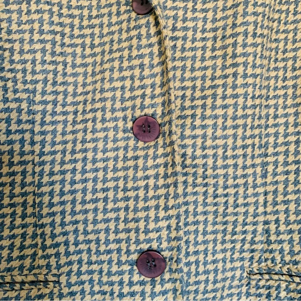 Cricket Lane 1970s Vintage Women's Golden Tan Houndstooth Blazer | Size 16Petite - Image 4