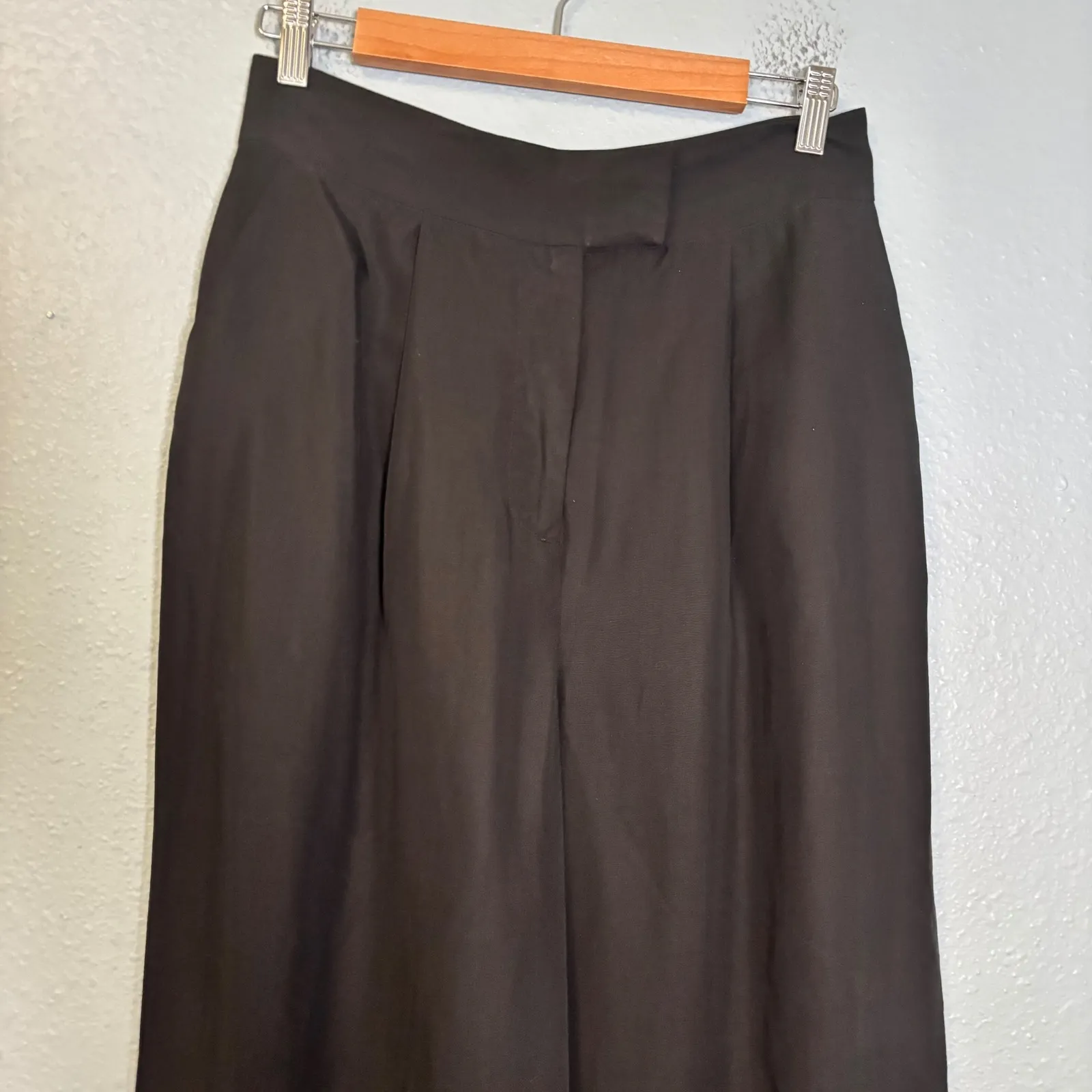 DISSH Karla Tencel Linen Wide Leg Trouser Size 8 High Waist‎ Minimalist Office Black - Image 4