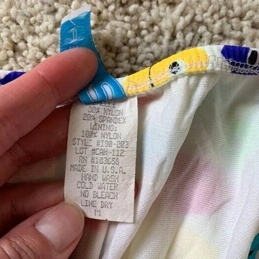 Vintage Bikini Womens Size Medium Mulitcolor Fish Juniors In Mocean Blue - Image 4