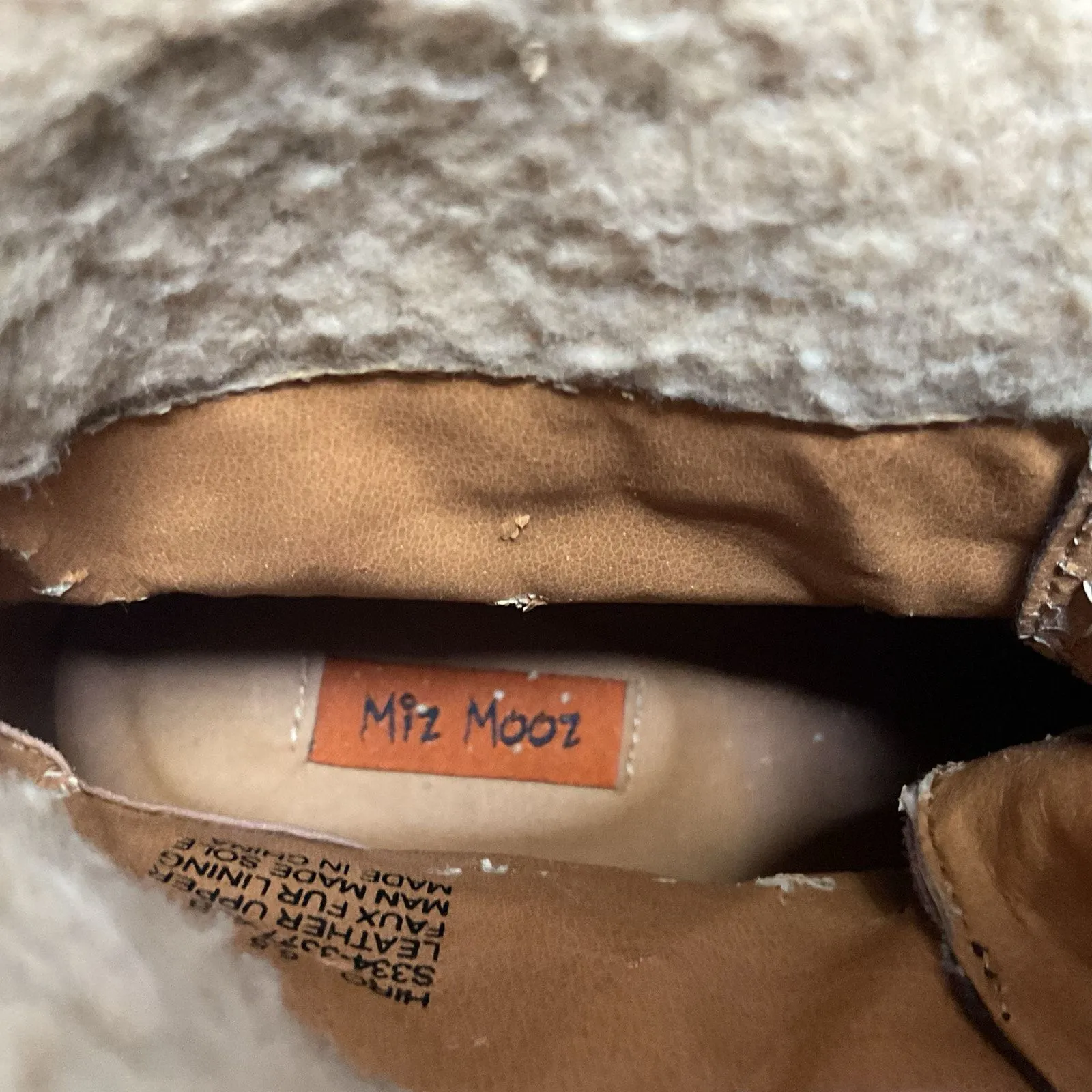 Miz Mooz Hiro Brown Leather Ankle Boots Faux Fur Lined Lace Up Women’s 6.5 - Image 9