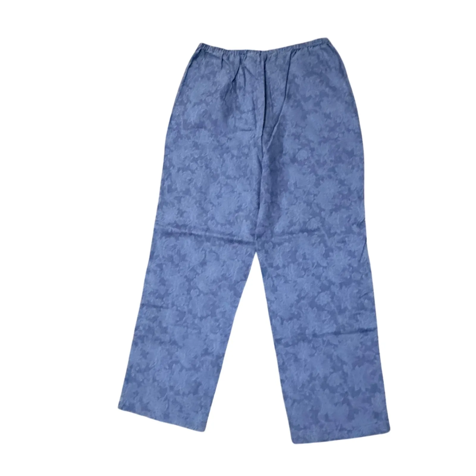 LL Bean Floral Print Pants Womens 16M/Tall Blue High Rise Trousers - Image 4