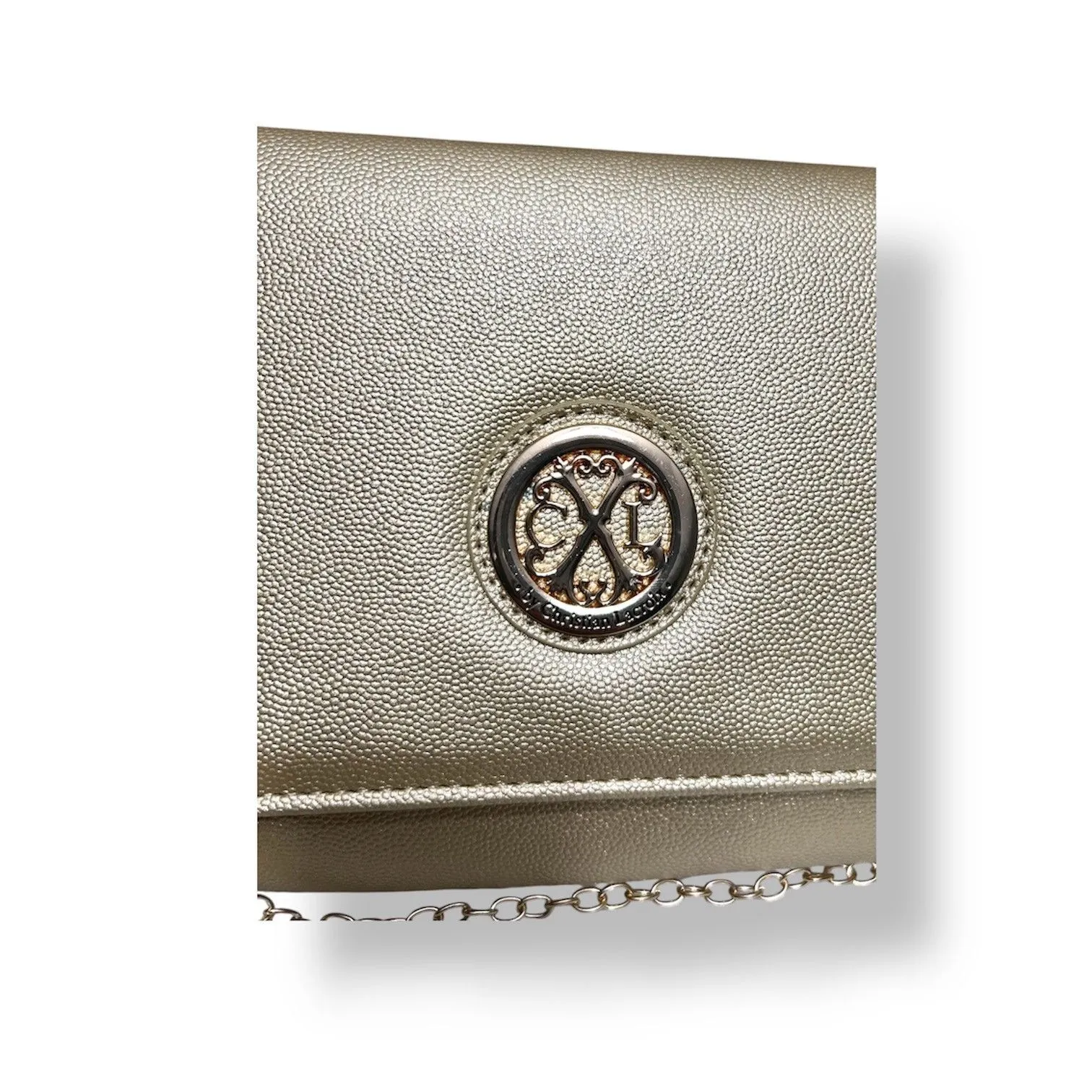 New CXL by Christian Lacroix Gold Paris Caviar Clutch Crossbody Detachable Chain - Image 12