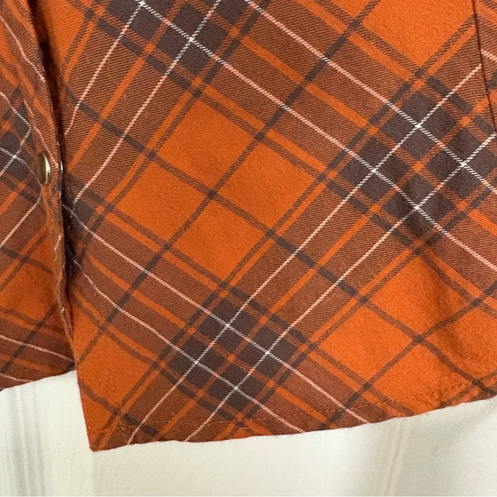 Harley‎ Davidson Orange Plaid Short Sleeve Button Up Size Medium - Image 4