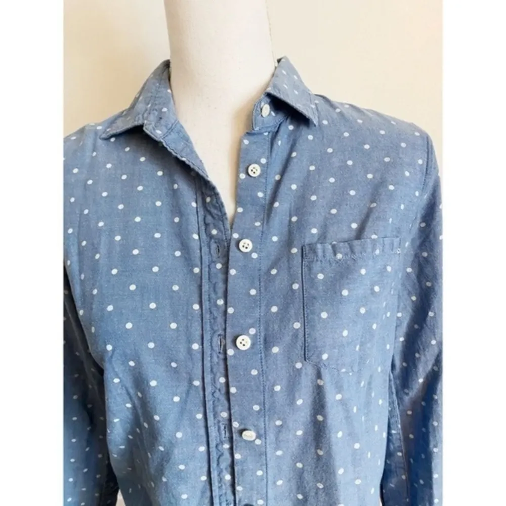 J. Crew • Blue Chambray Polka Dot Boy Shirt - Image 3