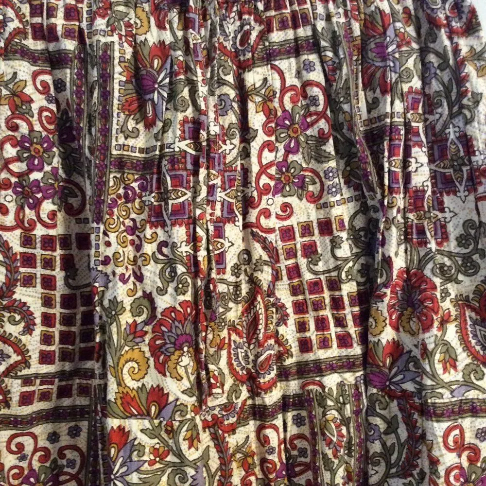 VGC midi skirt print floral cotton large L womens full ruffled - Image 2