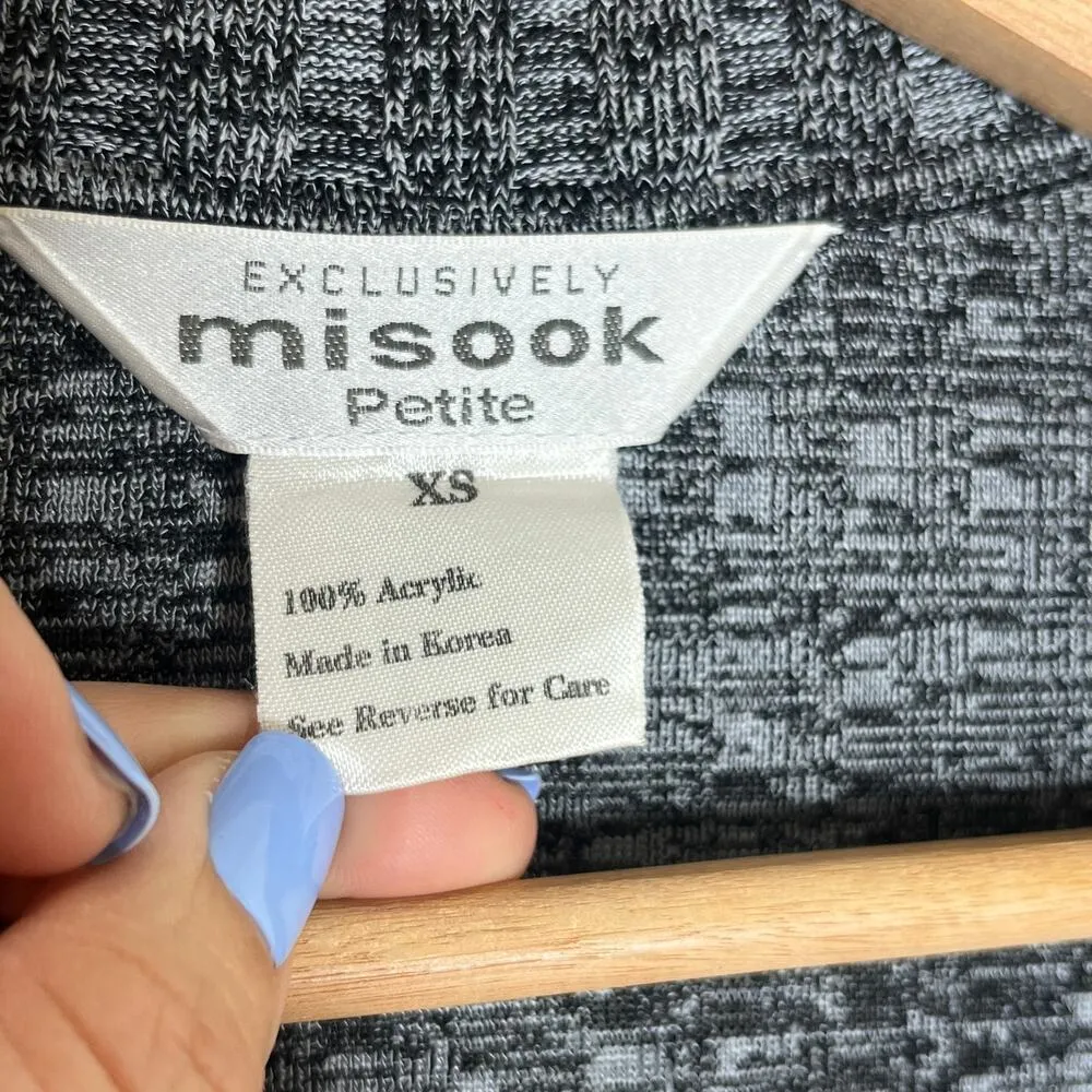 Exclusively Misook Women's Gray Space Dye Open Front Vintage Cardigan XS Petite - Image 3