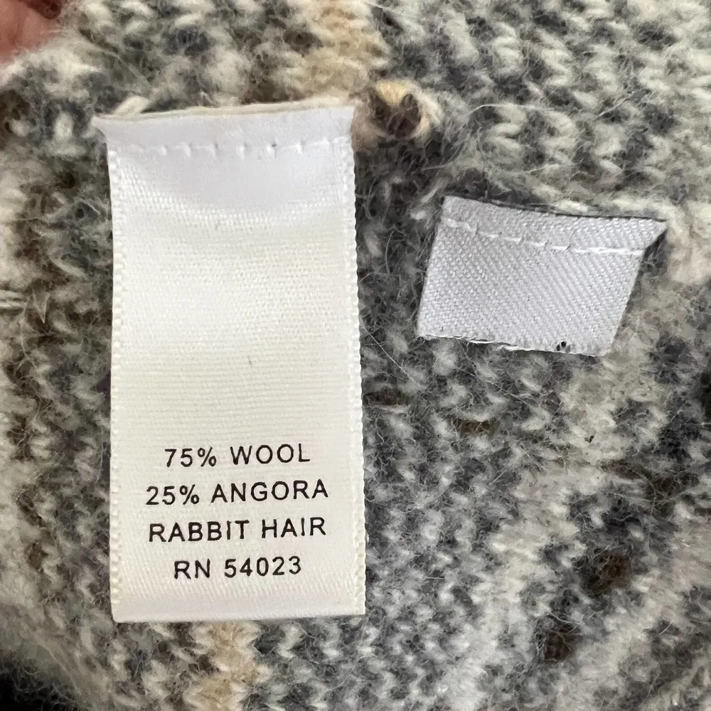 BANANA REPUBLIC Women's Angora & Wool Blend Grey Beige Tan Cardigan Size L - Image 5