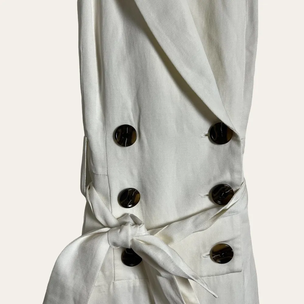 Reiss Giovanna White Sleeveless Halter Double Breasted Wide Leg Jumpsuit Size 2 - Image 4