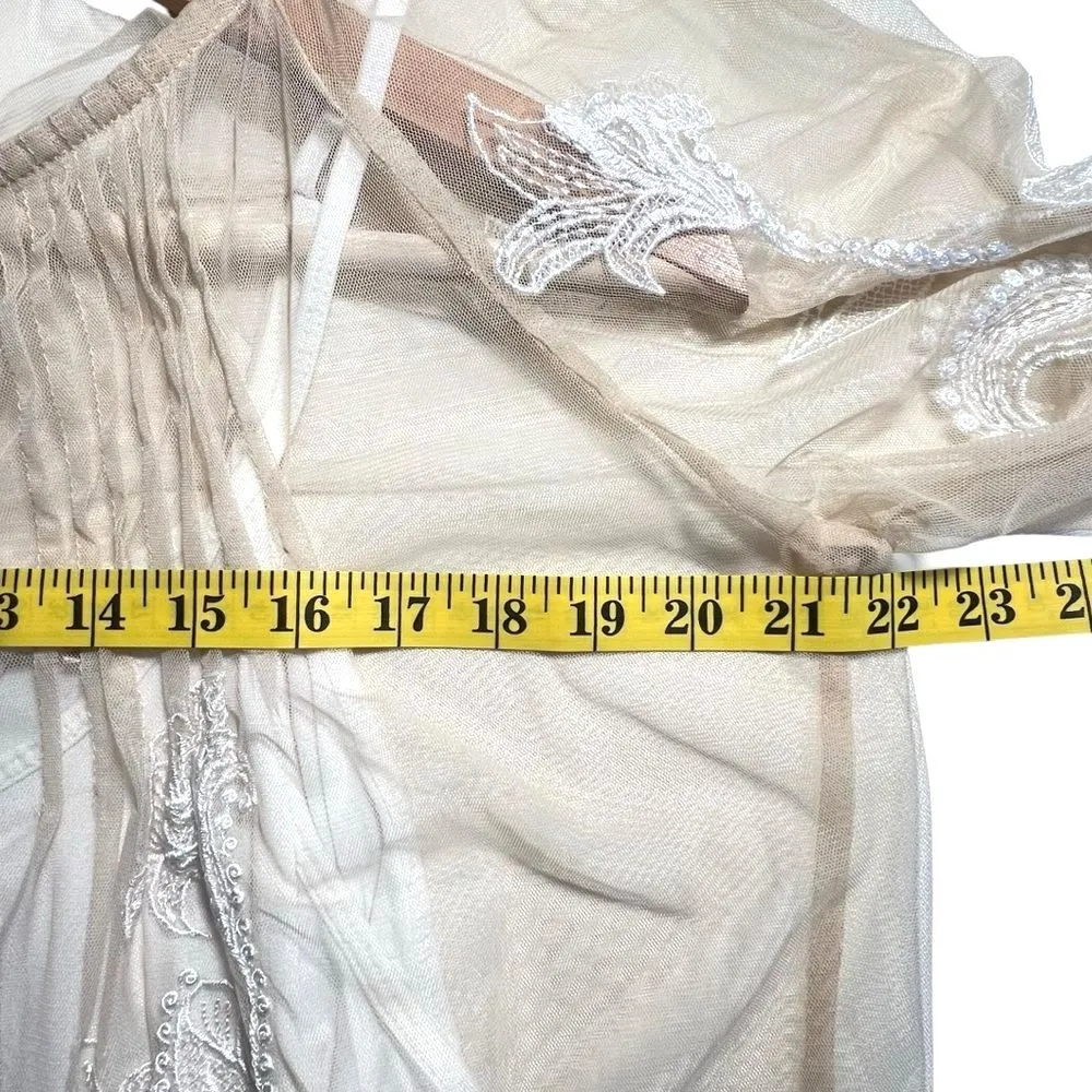 Soft Surroundings Sheer Mesh Embroidered Tunic Top Size L Boho Beachy Loose - Image 7