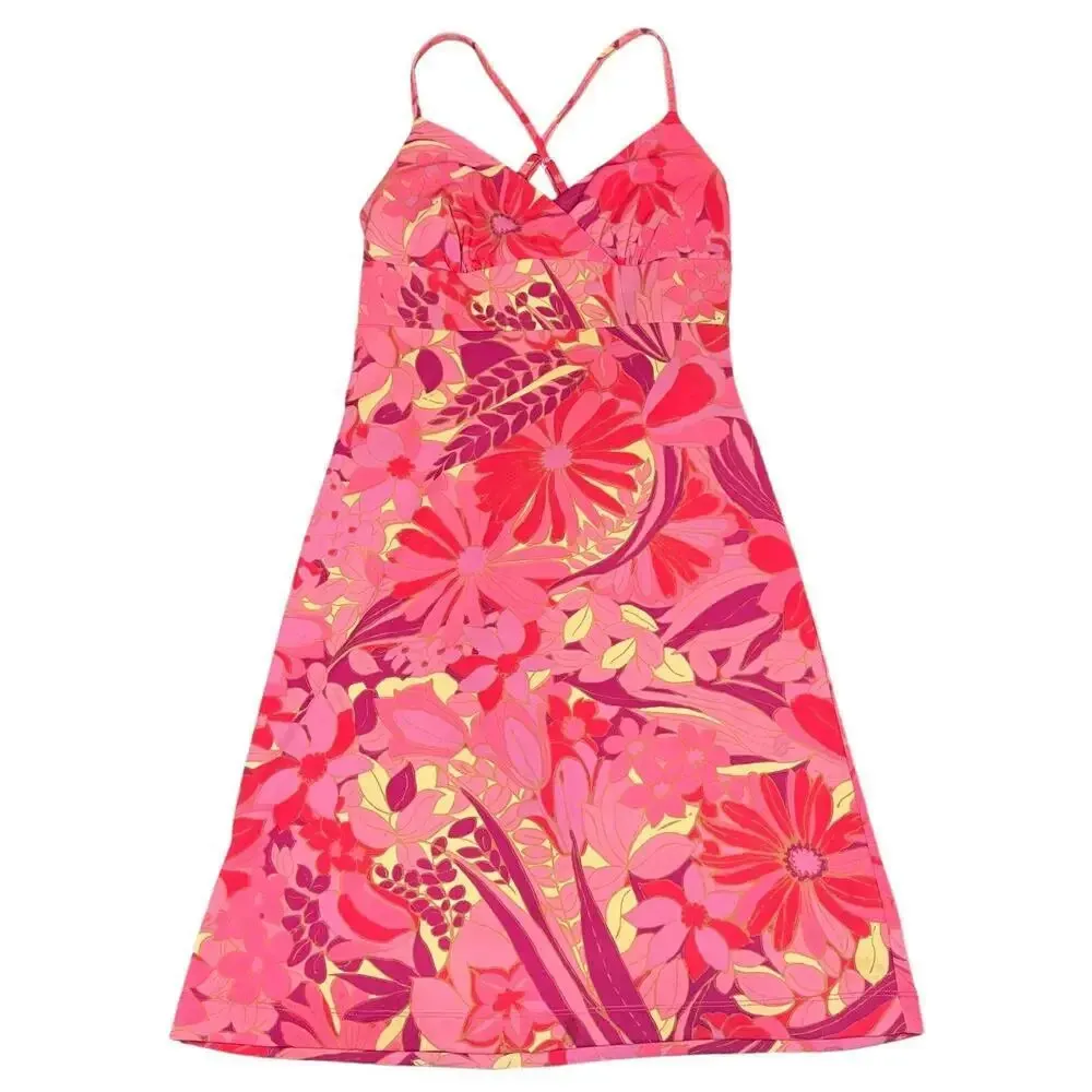 90s Y2K Vintage Express Women's 4 Floral Pink Spaghetti Strap Sundress‎ Dress - Image 2