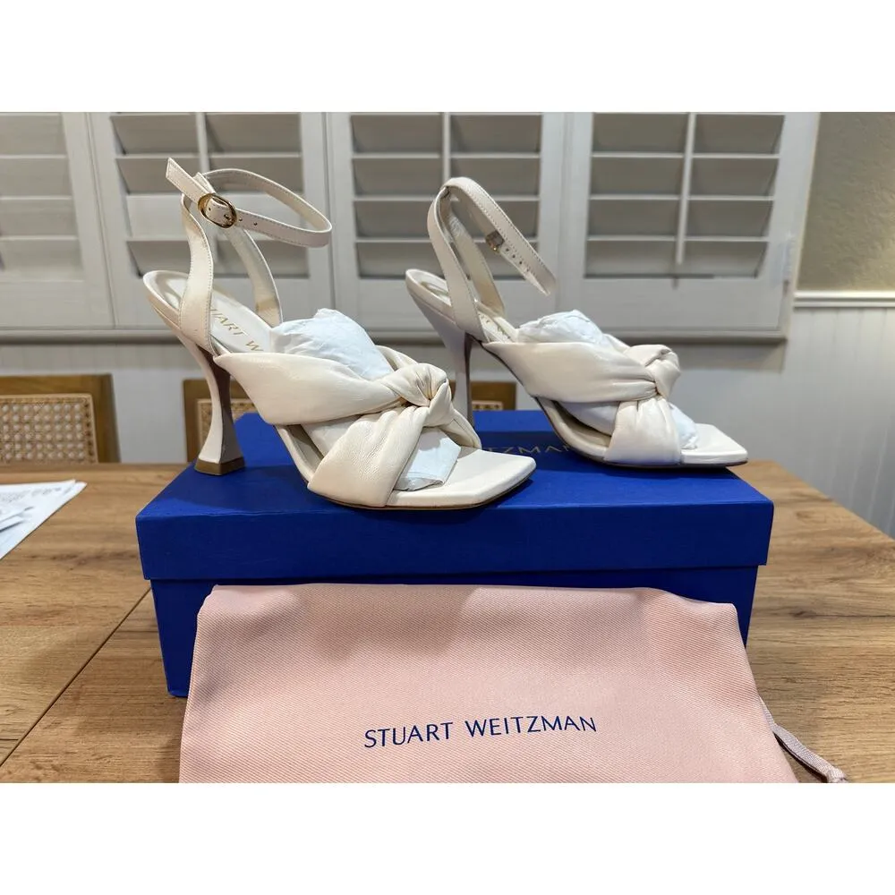 Stuart Weitzman Playa Ankle-Strap 100 Knot Sandal Seashell Size 8 NIB Leather - Image 3