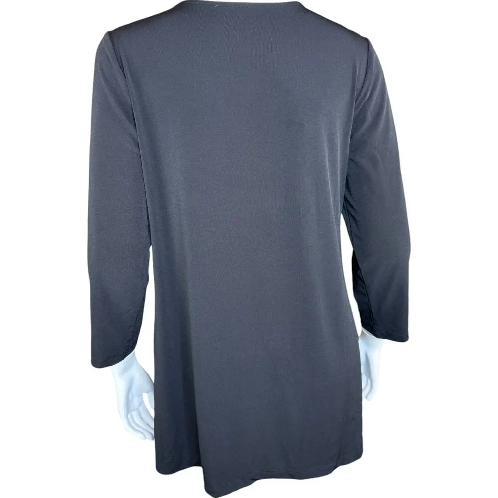 Susan Graver Modern Essentials Liquid Knit A-Line Tunic Black Small - Image 5