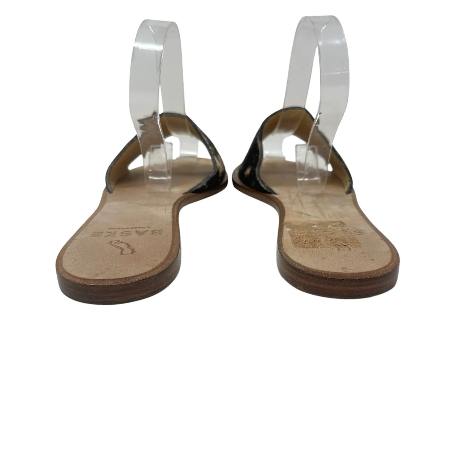 Baske California‎ Sage Slide Sandals Flat Leather Calf Hair Size 38 US 7.5 Brown - Image 7