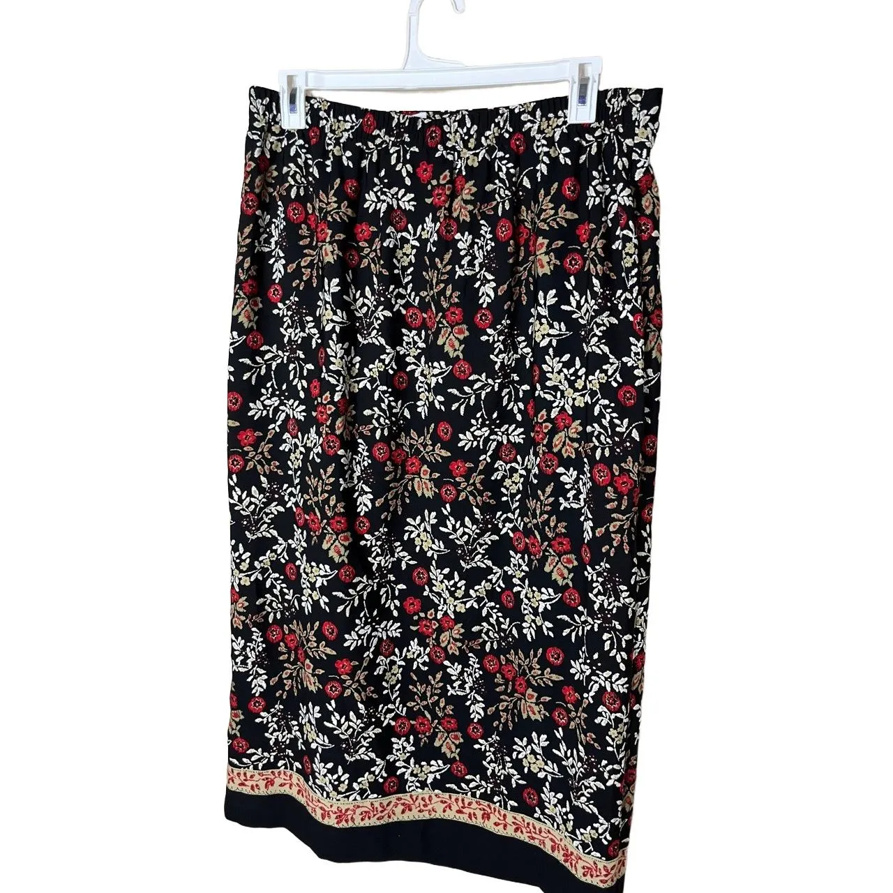 SAG‎ HARBOR Skirt Womens Size Large Black Red Floral Vintage Maxi Elastic Waist - Image 6